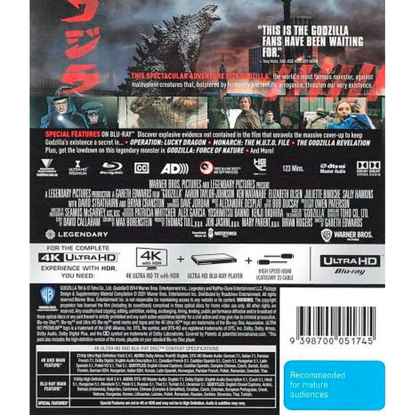 Godzilla (2014) 4K UltraHD + Blu-Ray