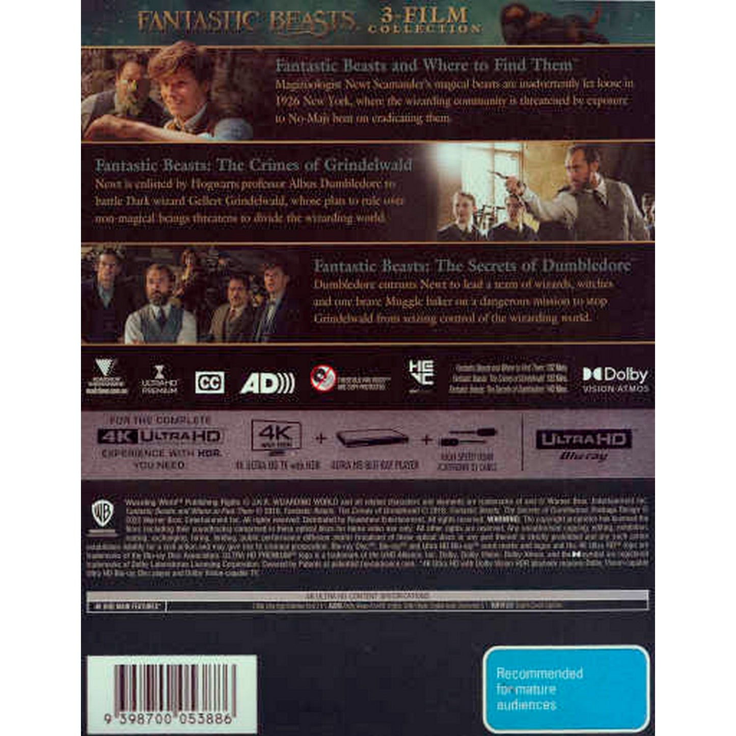 Fantastic Beasts: 3 Film Collection (Fantastic Beasts and Where to Find Them / The Crimes of Grindelwald / The Secrets of Dumbledore) 4K UltraHD