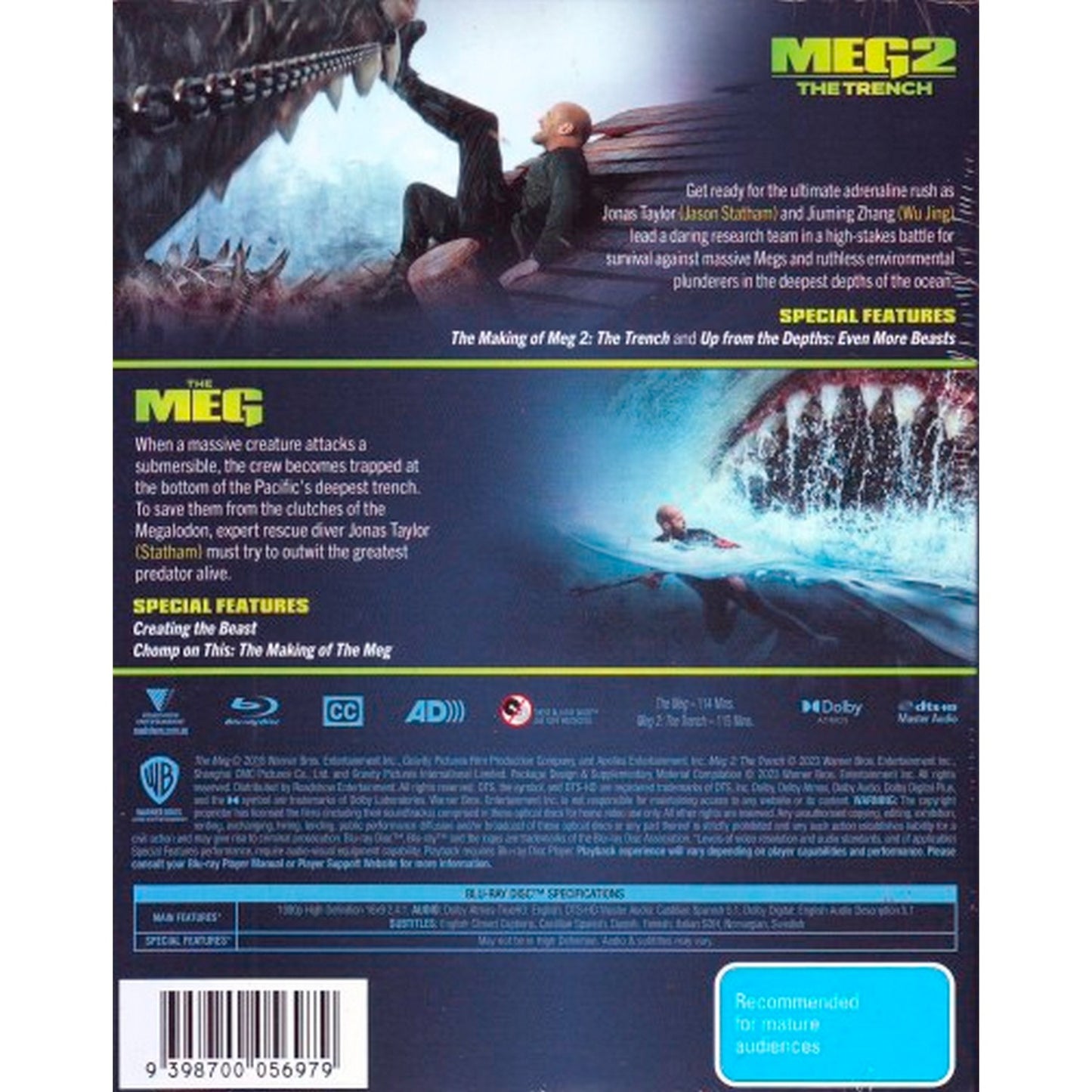 The Meg: 2-Film Collection (The Meg / Meg 2: The Trench) Blu-Ray