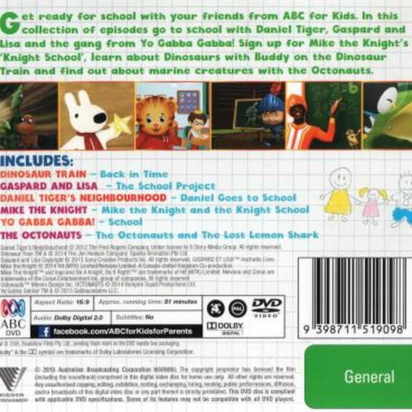 ABC for Kids: Ready for School (Dinosaur Train / Gaspard and Lisa / Daniel Tiger's Neighbourhood / Mike the Knight / Yo Gabba Gabba! / Octonauts) DVD