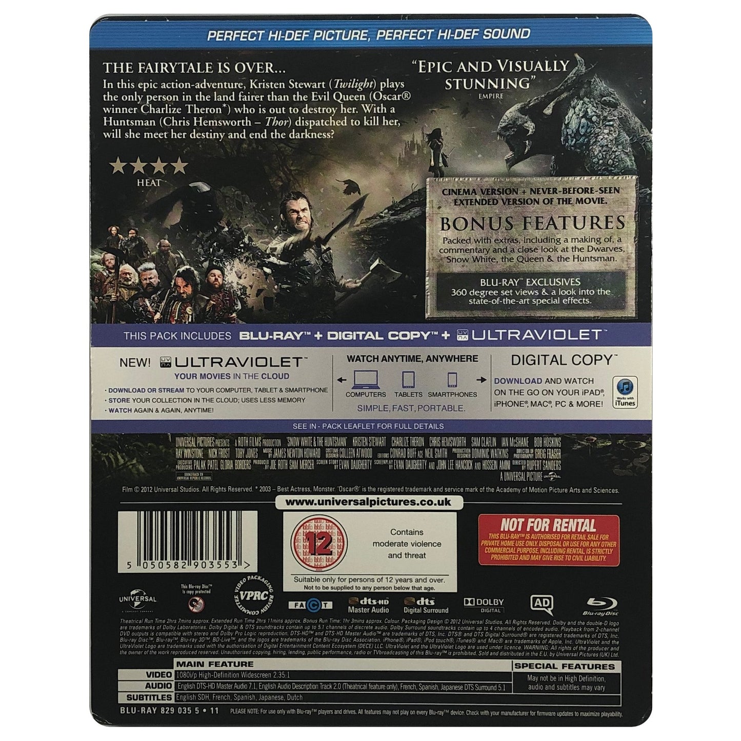 Snow White And The Huntsman Blu-Ray Steelbook