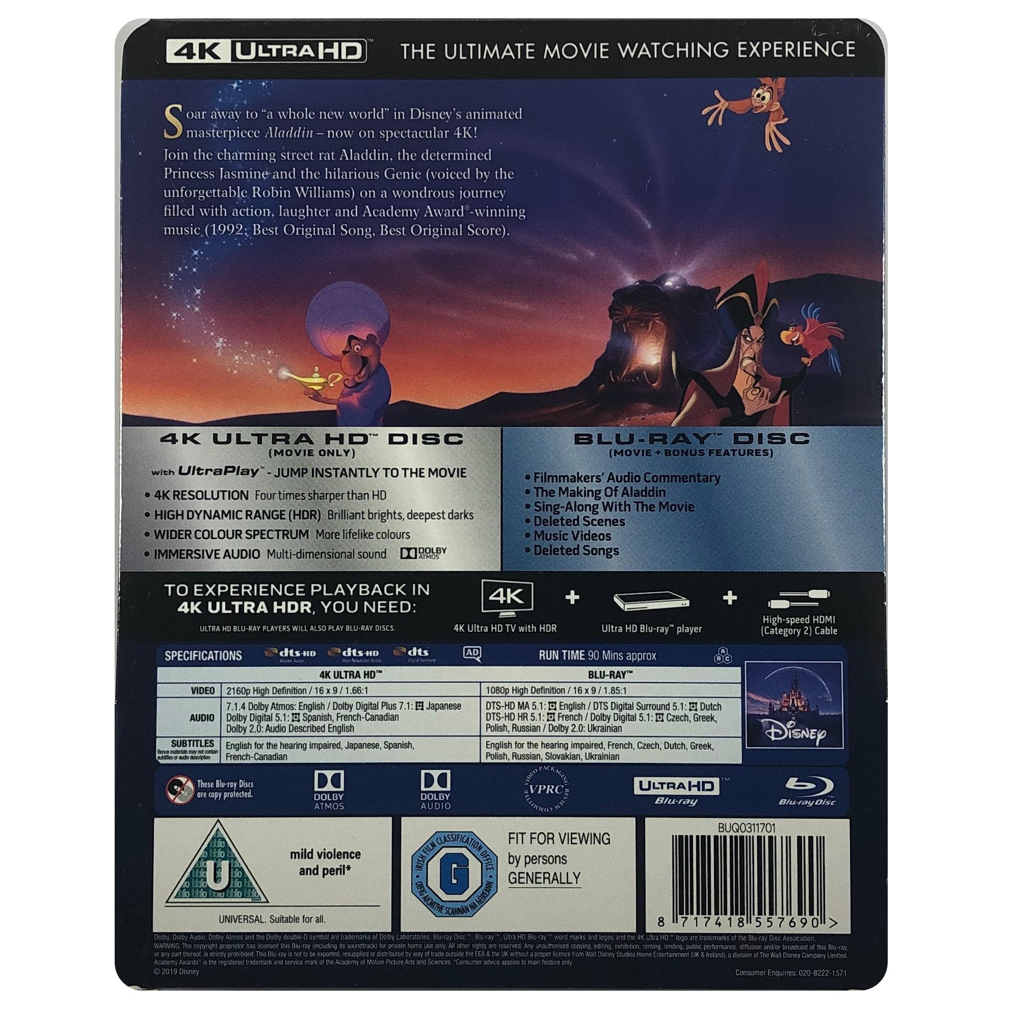 Aladdin 4k sale Steelbook, Blu-ray Disc