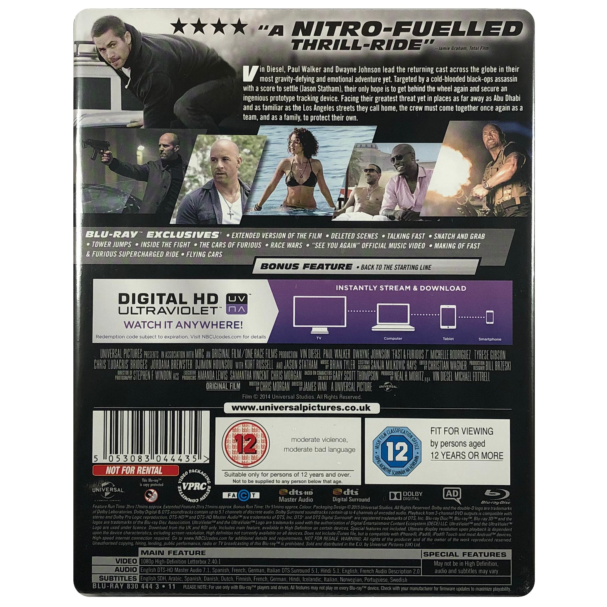 Fast & Furious 7 blu-ray outlet steelbook